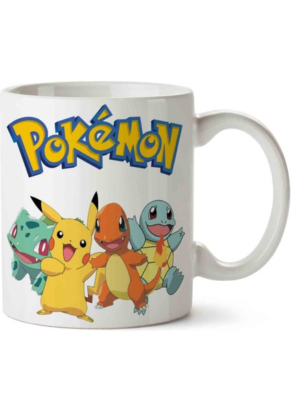 Pokemon Pikachu Bulbasaur Charmender Squirtle Iki Tarafı Baskılı Kupa Bardak