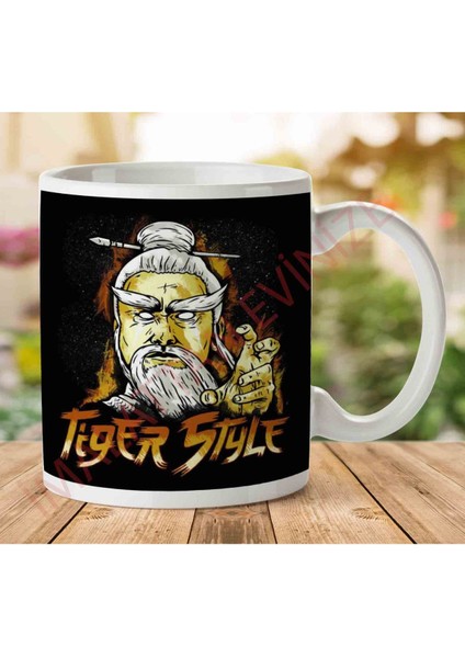 1-1641 Pai Mei Tiger Style Kill Bill Iki Tarafı Baskılı Kupa Bardak