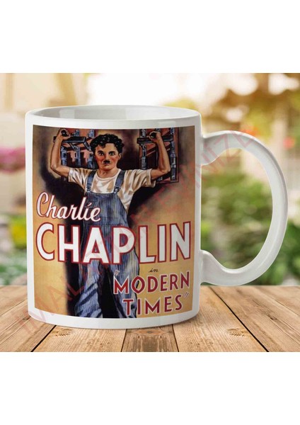 Charlie Chaplin Poster Iki Tarafı Baskılı Kupa Bardak