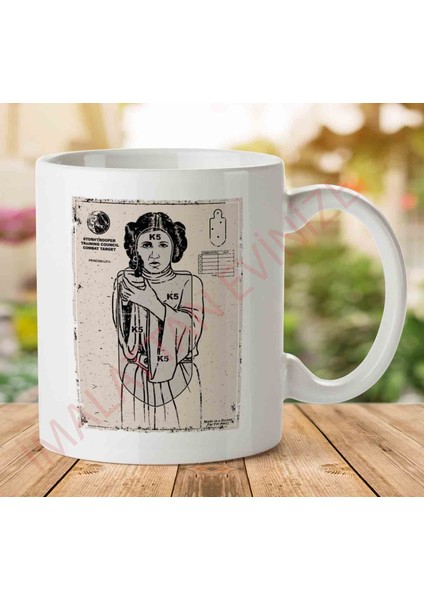 1-2063 Star Wars Princess Leia Target Iki Tarafı Baskılı Kupa Bardak