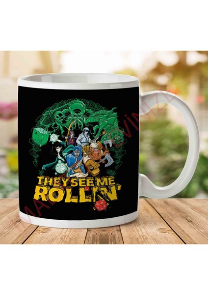 1-2213 They See Me Rollin Dungeons And Dragons Iki Tarafı Baskılı Kupa Bardak