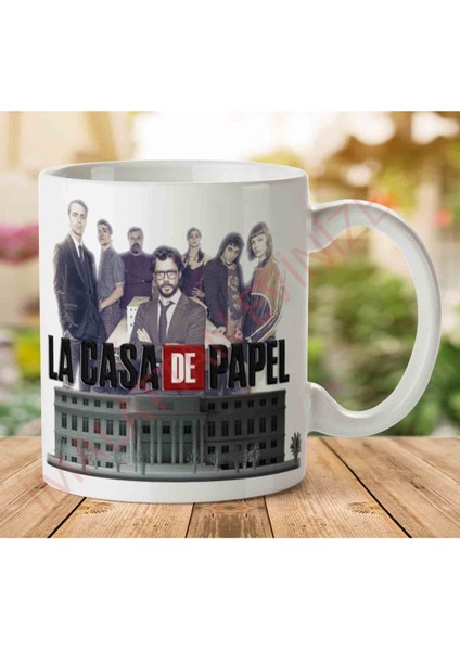 1-1105 La Casa De Papel Bina Oyuncular Iki Tarafı Baskılı Kupa Bardak