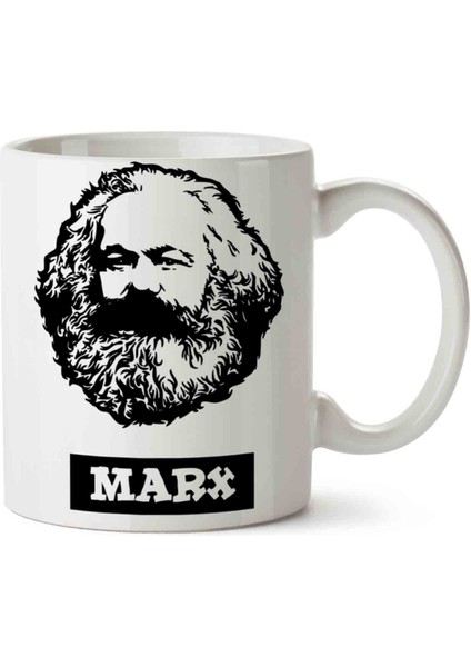 Karl Marx Iki Tarafı Baskılı Kupa Bardak