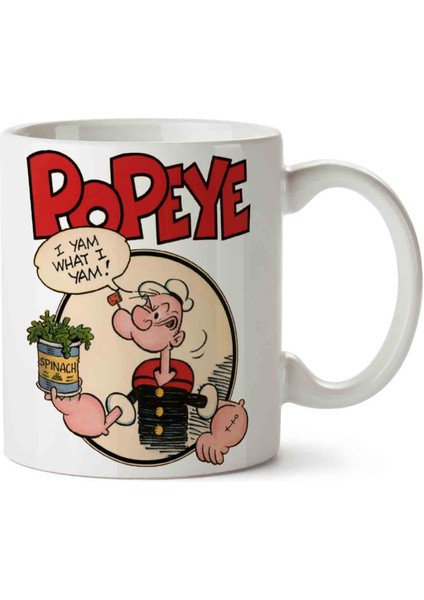 Popeye Temel Reis Ispanak Iki Tarafı Baskılı Kupa Bardak