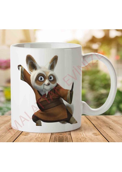 1-1687 Kung Fu Panda Usta Shifu Iki Tarafı Baskılı Kupa Bardak