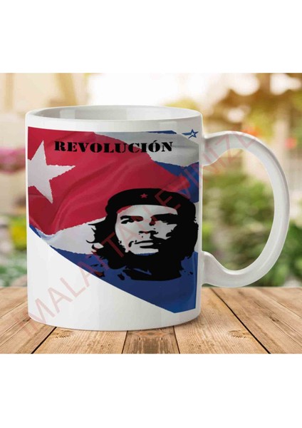 1-1101 Küba Che Guevara Iki Tarafı Baskılı Kupa Bardak