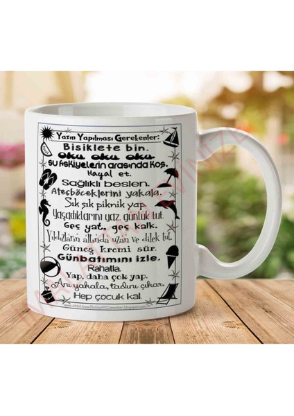 A2861 Yazın Yapılması Gerekenler Iki Tarafı Baskılı Kupa Bardak