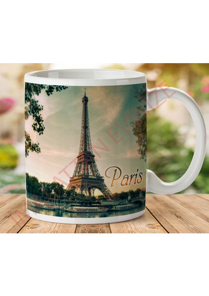 1-361 Paris Eyfer Kulesi Iki Tarafı Baskılı Kupa Bardak