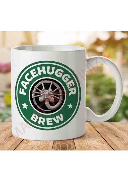 1-754 Alien Facehugger Brew Coffee Starbucks Iki Tarafı Baskılı Kupa Bardak
