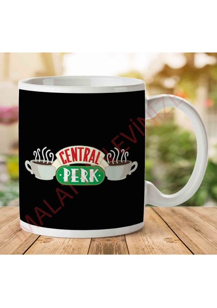 1-1406 Friends Central Perk Logo Iki Tarafı Baskılı Kupa Bardak