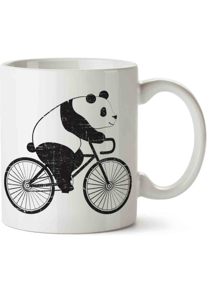 Panda Bisiklet Süren Panda Iki Tarafı Baskılı Kupa Bardak