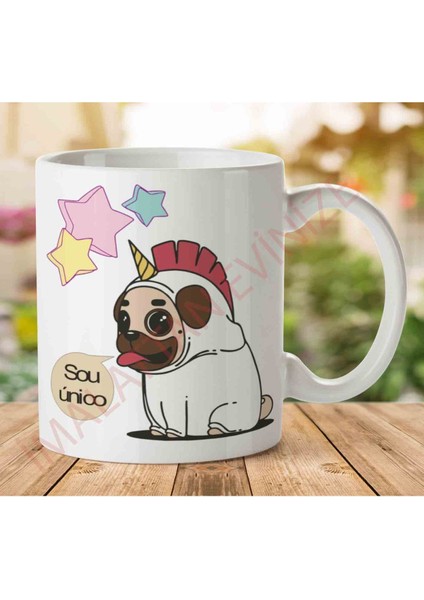 1-1262 Unicorn Dog Iki Tarafı Baskılı Kupa Bardak