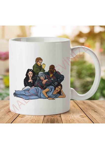 1-823 Breakstuff Club Defenders Mashup Marvel Iki Tarafı Baskılı Kupa Bardak