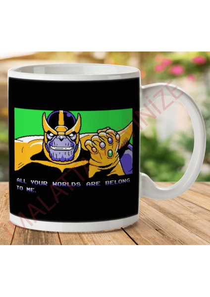 Tüm Dünyalarınız Bana Aittir Thanos Zero Wing Iki Tarafı Baskılı Kupa Bardak