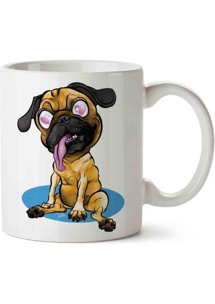 Pug Love Köpek Iki Tarafı Baskılı Kupa Bardak