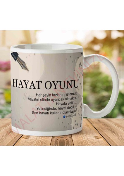 Şerif Maden Hayat Oyunu Iki Tarafı Baskılı Kupa Bardak