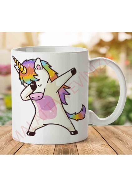 1-1268 Unicorn Iki Tarafı Baskılı Kupa Bardak