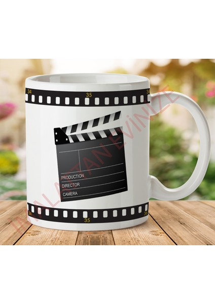 1-417 Sinema Klaket Iki Tarafı Baskılı Kupa Bardak