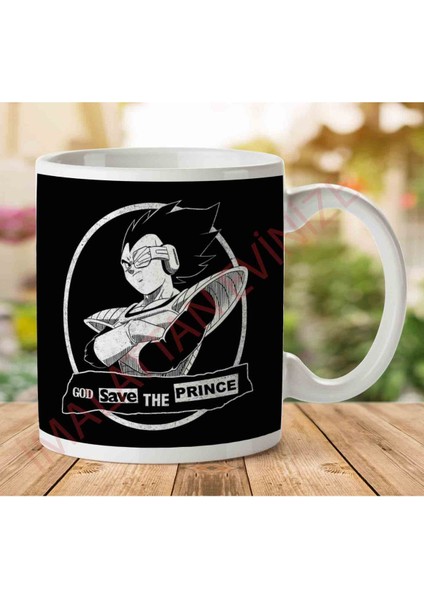 1-1415 God Save The Prince Vegeta Dragon Ball Z Iki Tarafı Baskılı Kupa Bardak