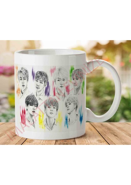 Bts Renkli Yeni Tasarım Kupa Iki Tarafı Baskılı Kupa Bardak