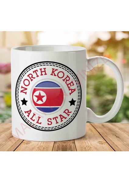 1-1623 North Korea All Star Iki Tarafı Baskılı Kupa Bardak