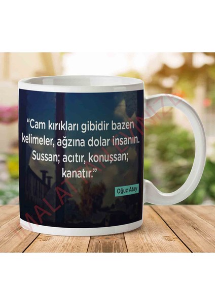 Oğuz Atay Kelimeler Iki Tarafı Baskılı Kupa Bardak