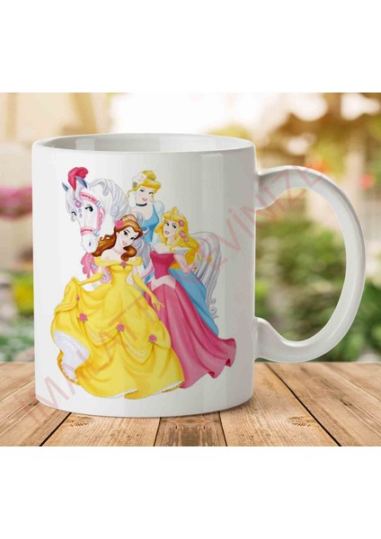 A2359 Princesses Çizgi Film Iki Tarafı Baskılı Kupa Bardak