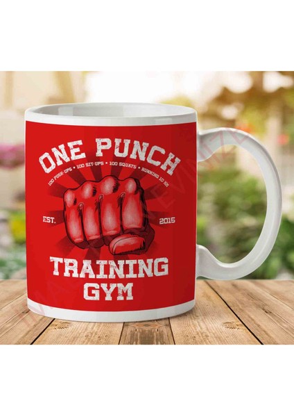 1-1635 One Punch Man Gym Iki Tarafı Baskılı Kupa Bardak