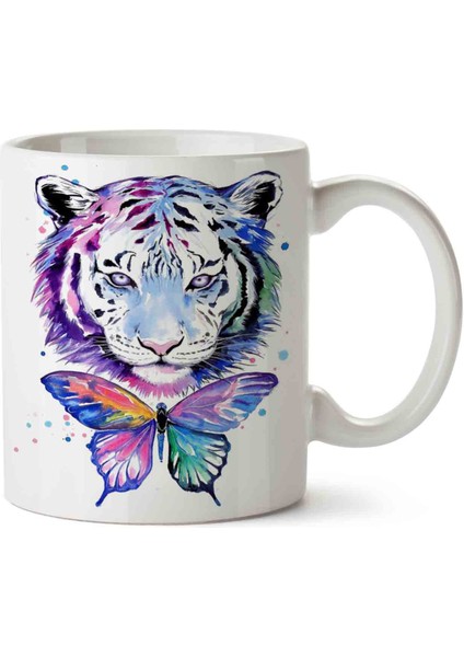 Kelebek ve Aslan Iki Tarafı Baskılı Kupa Bardak