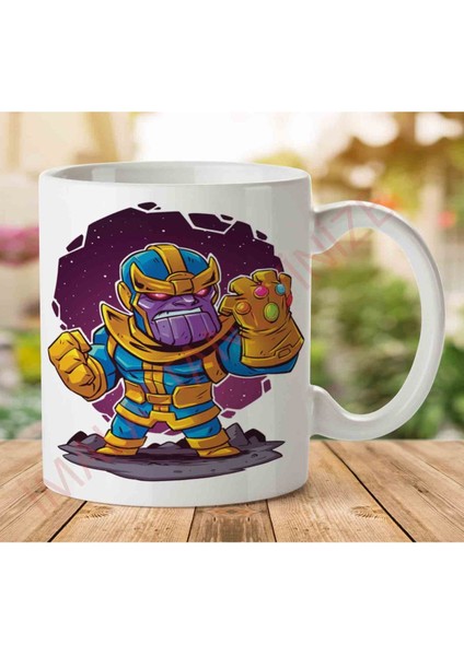 1-1243 Thanos Chibi Iki Tarafı Baskılı Kupa Bardak