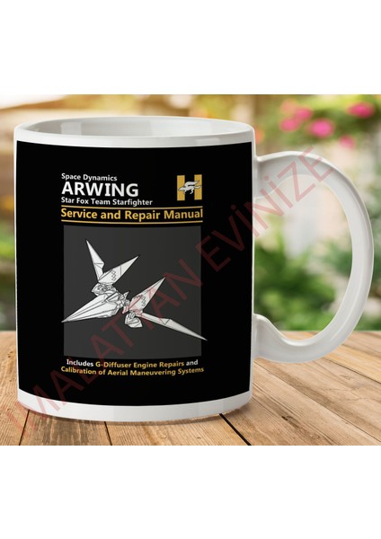 Star Fox Arwing Servis ve Onarım Kılavuzu Iki Tarafı Baskılı Kupa Bardak