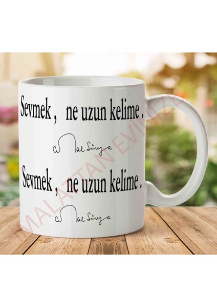 1-968 Sevmek, Ne Uzun Kelime Iki Tarafı Baskılı Kupa Bardak