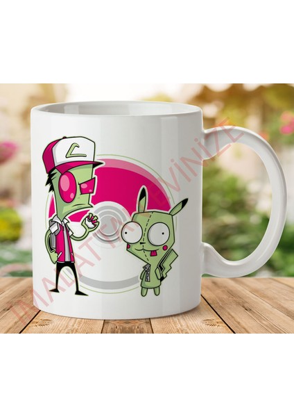 1-671 Pogırmon Invader Zim Pokemon Iki Tarafı Baskılı Kupa Bardak