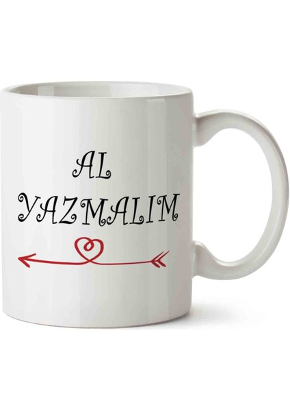 Selvi Boylum Al Yazmalım Iki Tarafı Baskılı Kupa Bardak