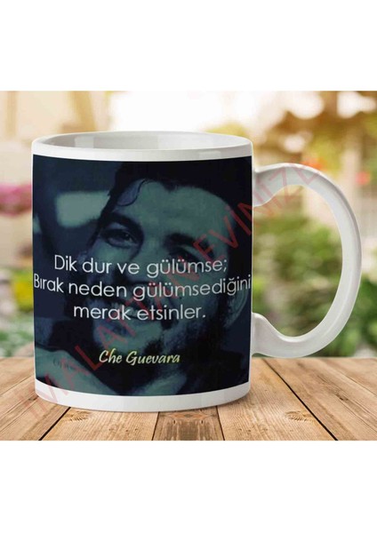A2720 Che Guevara Dik Dur ve Gülümse Iki Tarafı Baskılı Kupa Bardak