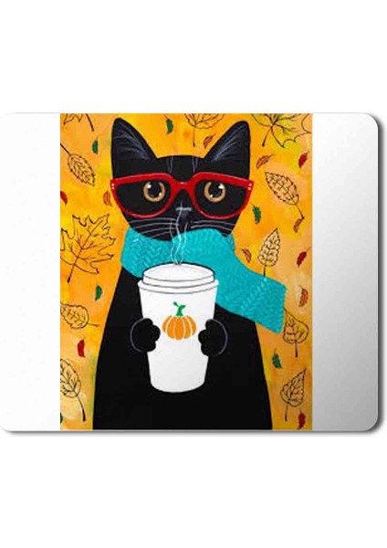 Kedi Kahve Içen Kedi Cat Baskılı Mouse Pad Mousepad
