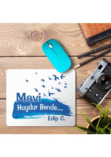 Mavi Huydur Bende Edip Cansever Baskılı Mouse Pad Mousepad