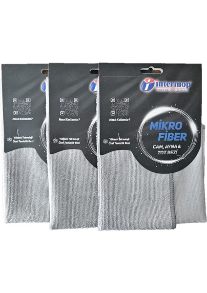 Intermop Mikrofiber Cam-Ayna & Toz Bezi Çift Taraflı Üstün Temizlik Bezi 3 Adet fiyatları