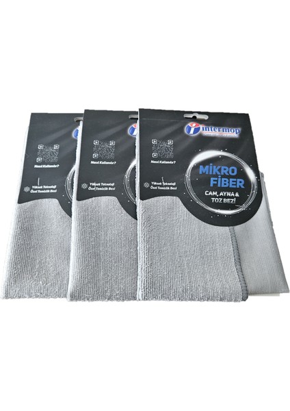Intermop Mikrofiber Cam-Ayna & Toz Bezi Çift Taraflı Üstün Temizlik Bezi 3 Adet indirimleri
