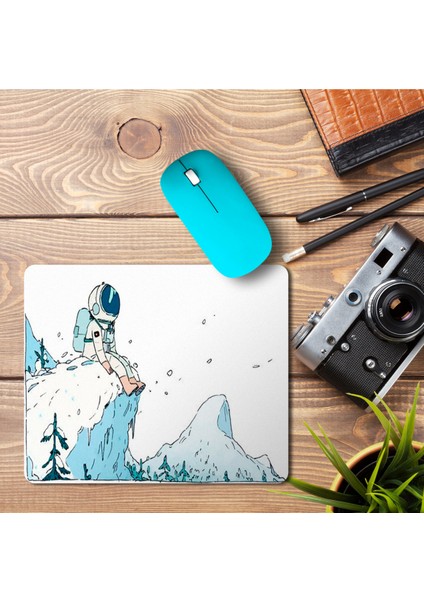 Astronot Dağ ve Kar Baskılı Mouse Pad Mousepad