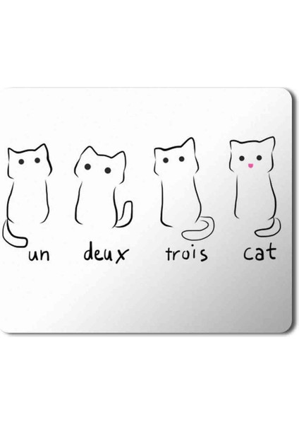Un Deux Trois Cat Kedi Baskılı Mouse Pad Mousepad