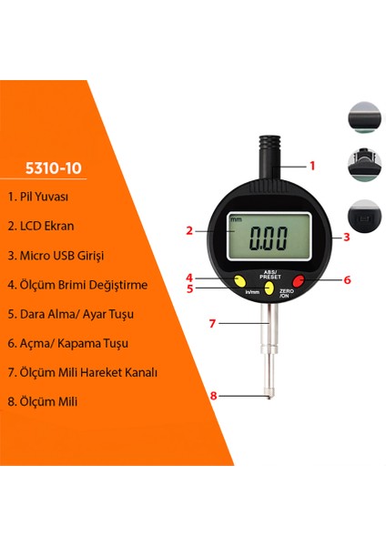 5310-10 Dijital Komparatör Saati | 0.001 mm