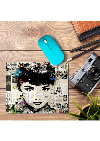 Audrey Hepburn Gazete Küpür Baskılı Mouse Pad Mousepad
