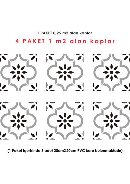 6ADET 20CM×20CM Kendinden Yapışkanlı Duvar Kaplama Mutfak Banyo Pvc Sticker Dekorasyon