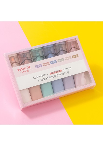 Premium 6 Renkli Işaretleme Marker Kalem Seti - Büyük Kapasiteli Morandi 2 Colour