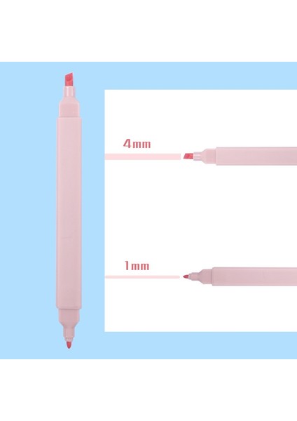 Morandi Colour 6 Parça Ince Model Çift Taraflı Marker Çizgi Işaretleme Kalemi - Tip 1