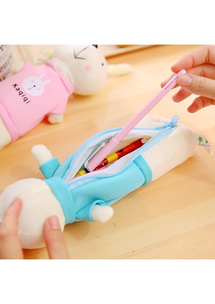 Tavşan Temalı Peluş Sevimli ve Şirin Kalem Kutusu - Pembe