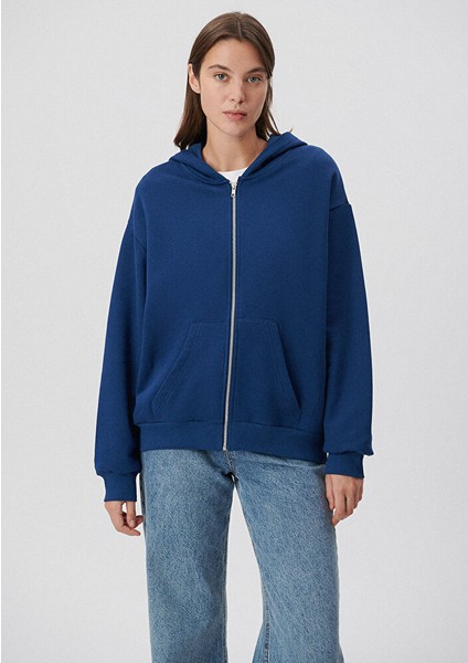 Kadın Fermuarlı Kapüşonlu Lacivert Basic Sweatshirt 1611775-82625 modelleri