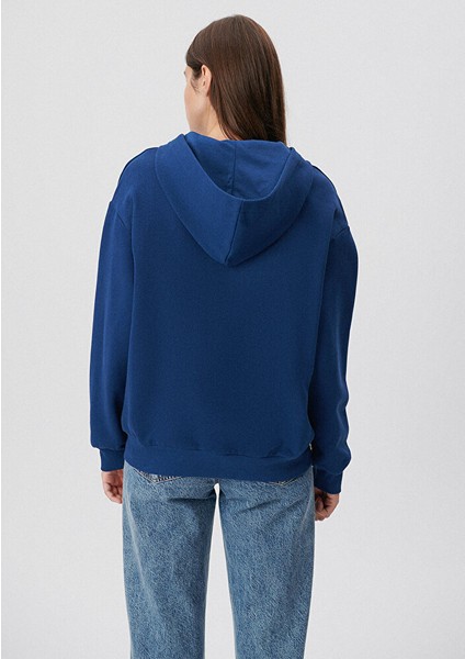 Kadın Fermuarlı Kapüşonlu Lacivert Basic Sweatshirt 1611775-82625 fırsatları