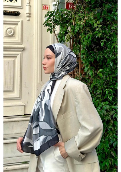 Ipekhan Nature Lilyum Soft Şal Siyah Gri